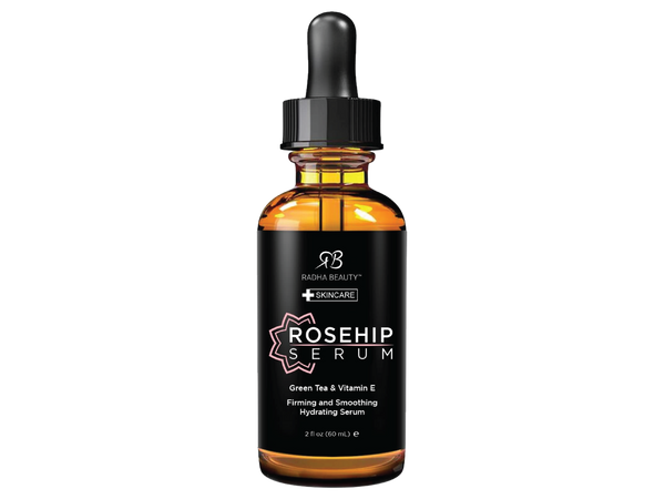 Radha Beauty Natural Rosehip Serum for Face, HUGE 2oz - Aloe, Green Tea + Witch Hazel, Facial Serum for Anti-Aging, Wrinkles, and Fine Lines.