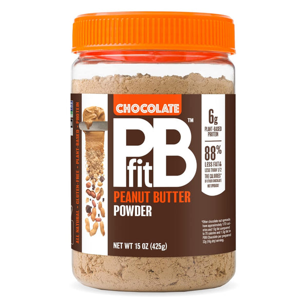 PBfit All-Natural Chocolate Peanut Butter Powder, Extra Chocolatey Powdered Peanut Spread from Real Roasted Pressed Peanuts and Cocoa, 6g of Protein 7% DV