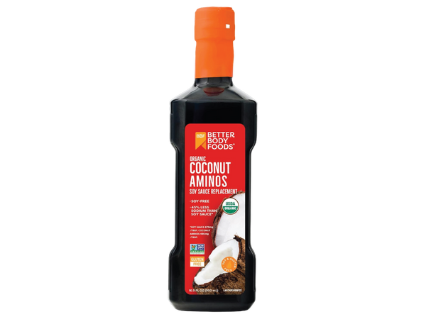 BetterBody Foods Organic Coconut Aminos, Soy Sauce Alternative, Gluten Free, Soy Free, Non-GMO, 500 ml