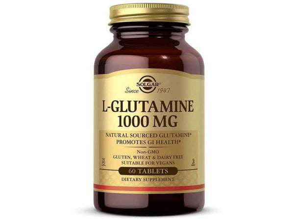 Solgar L-Glutamine 1000 mg، 60 Tablets - Natural Muscle Food - يعزز صحة الجهاز الهضمي - يدعم صحة الدماغ - غير معدّل وراثيًا ، نباتي ، خالي من الغلوتين ، خالي من الألبان ، كوشير - 30 حصة