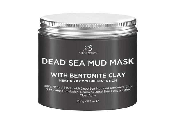 Dead Sea Mud Mask with Bentonite Clay for Face & Body 8.8 oz - 100% Natural, By Radha Beauty.