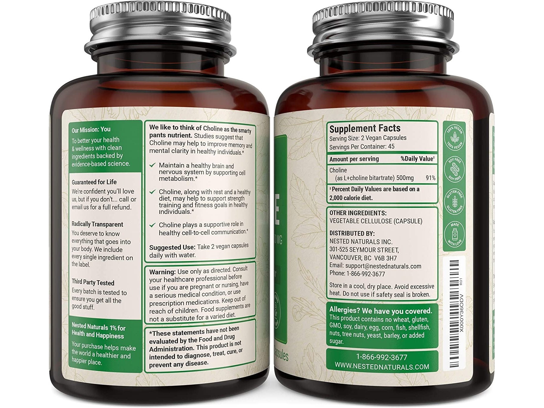 Choline Bitartrate 500mg Prenatal Supplement for Development & Growt