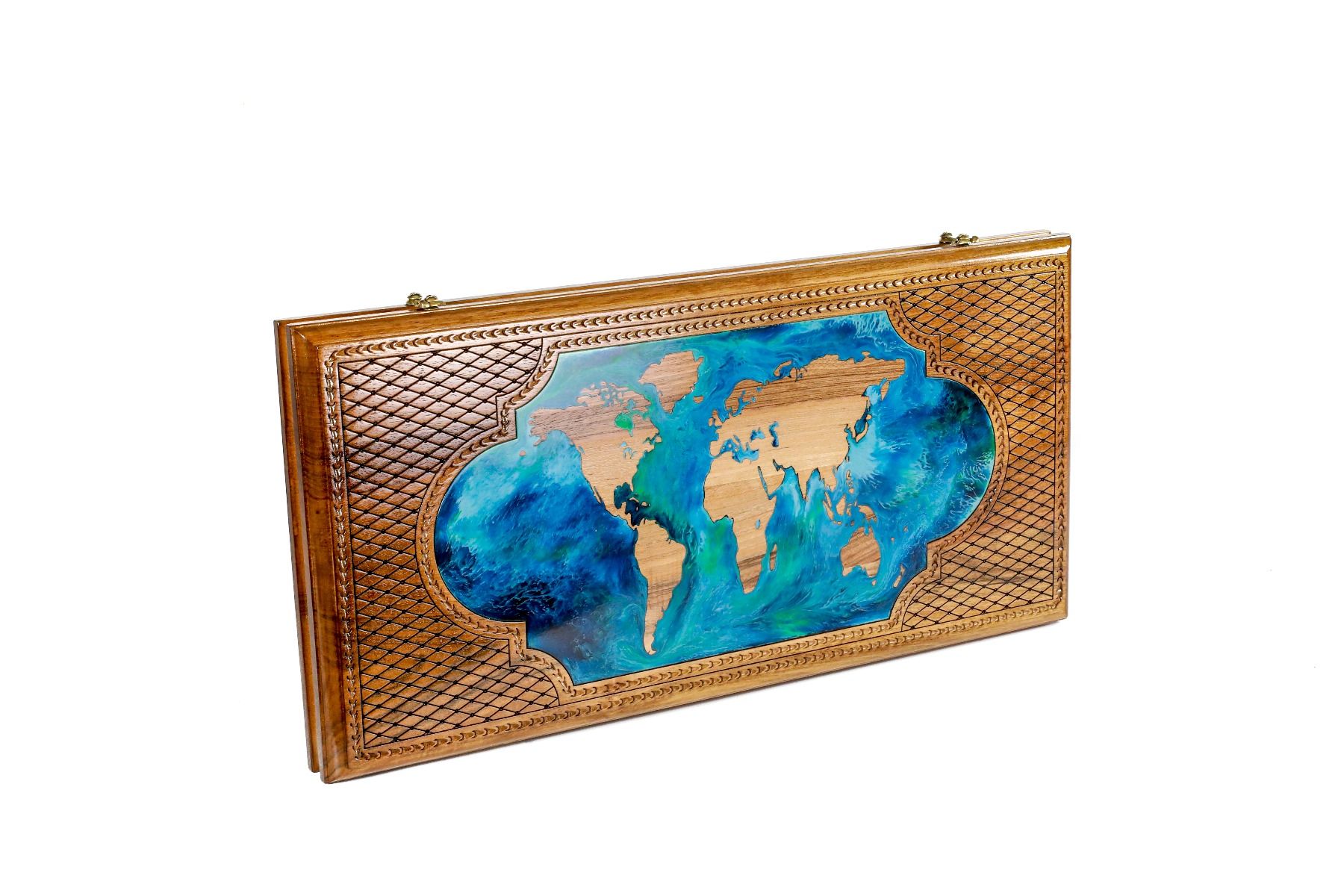 World Map Epoxy Backgammon Classic Parashute