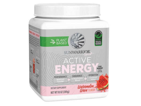 Pre Workout Powder Vegan Sugar Free Energy for Performance & Endurance  285g  (30 Servings) Active Energy by Sunwarrior
